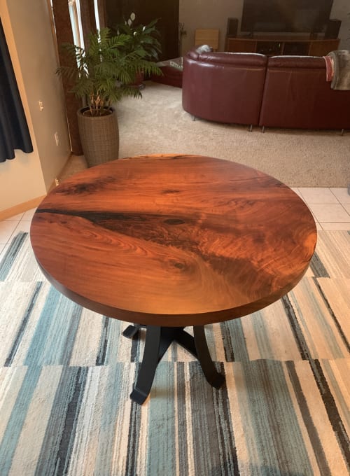 Round Cut Figured Walnut Dining Table | Tables by Live Better Furniture