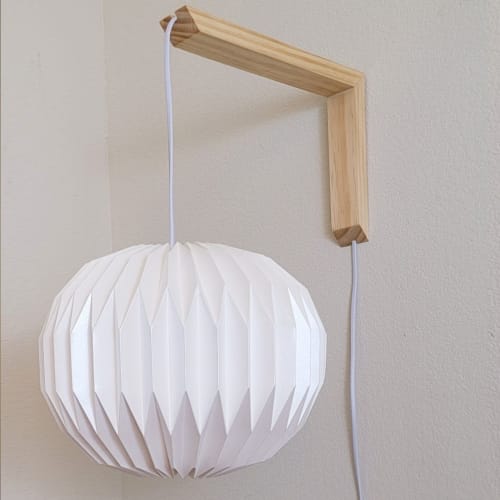 Sphere M + L shape sconce - modern wall lamp + origami shade | Sconces by Studio Pleat