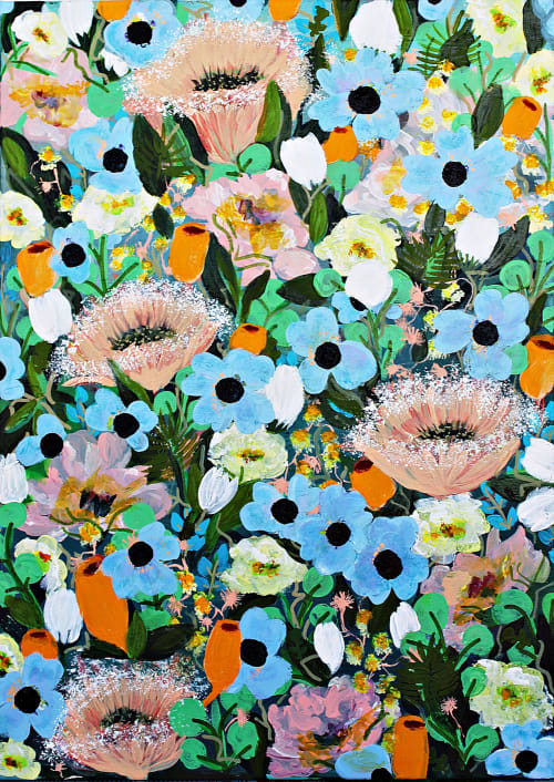 Original Floral Painting - MAGICAL SUMMER BLOOMS | Paintings by Marinela Puscasu