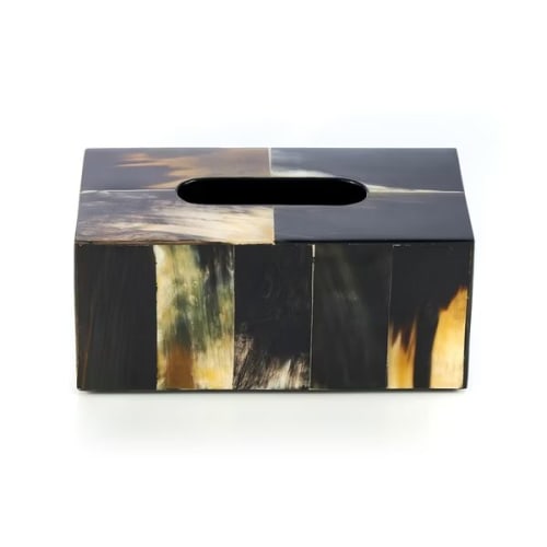 Natural Luxury Black Horn Tissue Box | Decorative Box in Decorative Objects by Finara