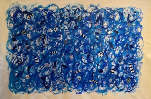 Scribble Series: Blue Abstract | Oil And Acrylic Painting in Paintings by Pam (Pamela) Smilow