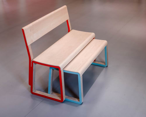 Curved plywood theatre benches