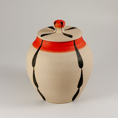 Lidded stoneware 'Foliage' jar | Vessels & Containers by Kyra Mihailovic Ceramics