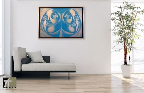 "POP REFLECTIONS I - Blue", Mixed Media on Canvas | Paintings by Noel Suarez | Miami, FL in Miami