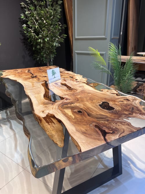 Dining room table, Elm tree, Epoxy table, Custom live edge e | Tables by Brave Wood