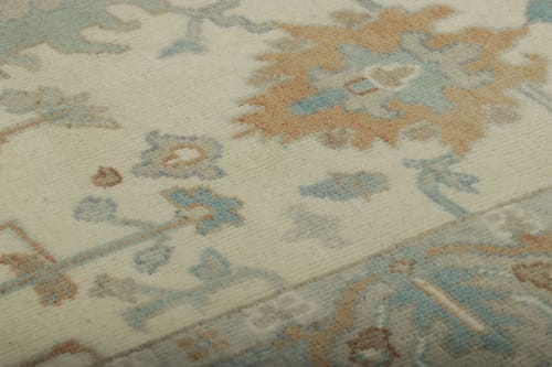 Rug & Kilim’s Oushak Rug in Blue and Cream with Floral | Rugs by Rug a
