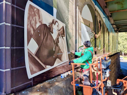 Philadelphia Rowing | Street Murals by Jonathan Laidacker | Girard Bridge in Philadelphia
