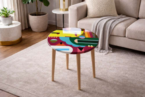 Round Colorful Modern Epoxy Resin Side Coffee Table | Side Table in Tables by Epoxy Coffee Table Shop