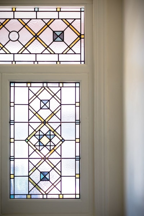 Stained glass windows for an Edwardian house renovation | SJW Architects | White Cube Construction. | Interior Design by Flora Jamieson Stained Glass