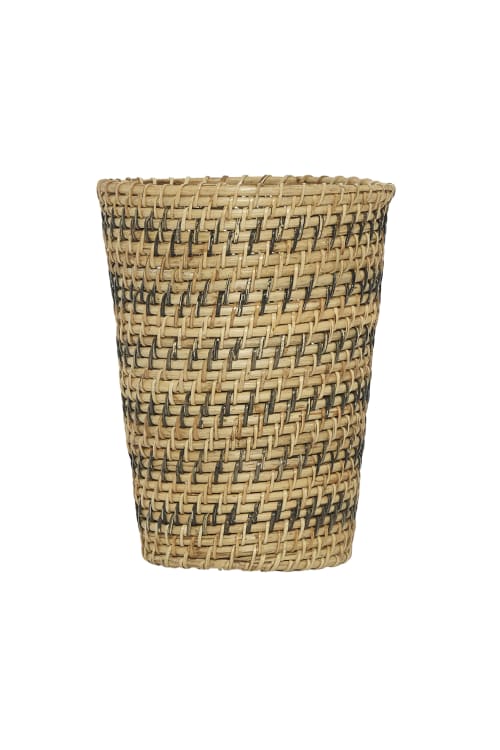 Amara Handmade 11" Round Rattan Striped Basket | Planter in Vases & Vessels by Amara