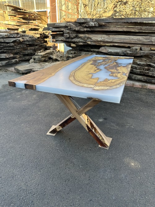 Epoxy Resin Dining Table | Live Edge Conference Table | Tables by Tinella Collection