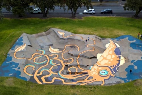 Sea Creature Mural | Street Murals by Kitt Bennett | Millicent Skatepark in Millicent