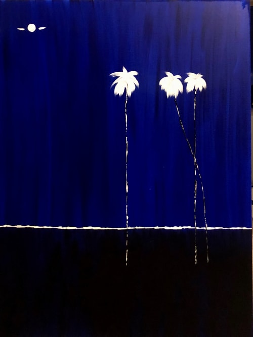 California Midnight Palms #5 | Oil And Acrylic Painting in Paintings by Dutch Montana Art | Corona Del Mar in Newport Beach