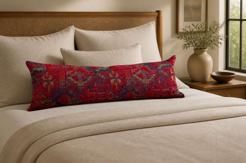 Authentic Turkish Kilim Lumbar Pillow Cover 14x36 Inches | Pillows by SewLaCo