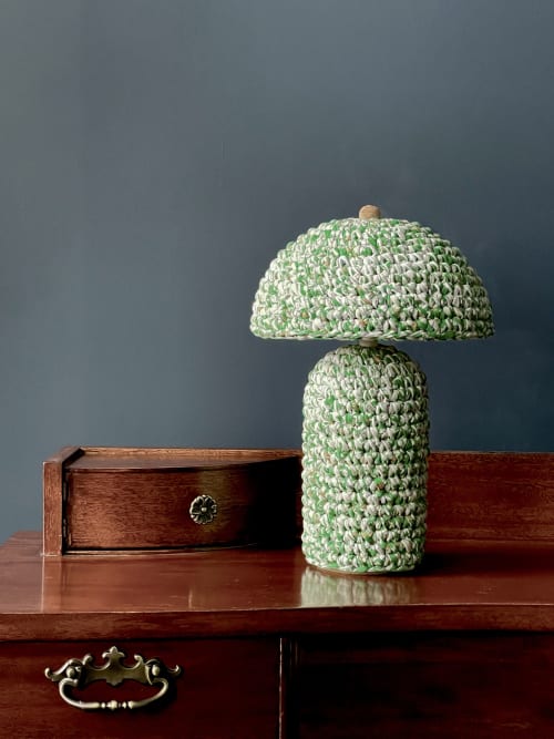 The Knitty Table Lamp in Green and White Flecked | Lamps by Meg Morrison | By Jacqui Photography in Richmond