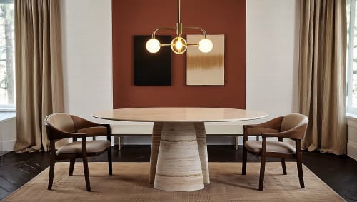 Travertine Round Dining Table | Tables by HamamDecor LLC