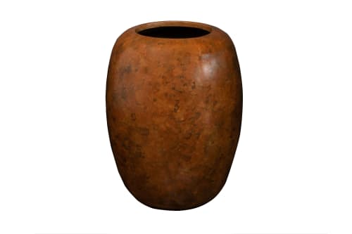 Modern Indoor/Outdoor Fiberglass Planter in Copper Finish | Vases & Vessels by Costantini Designñ