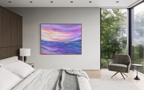 Calming Sunset Seascape Oil Painting | Paintings by Monika Kupiec Abstract Art