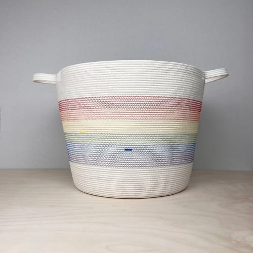 Rainbow cotton rope storage basket | Storage by Crafting the Harvest