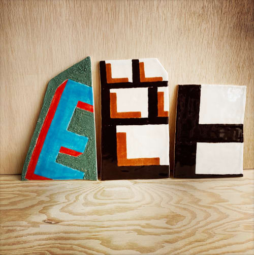 Typology tiles, handmade, one-of-a-kind, artist production | Tiles by Michelle Weinberg | New York, NY  Studio in New York