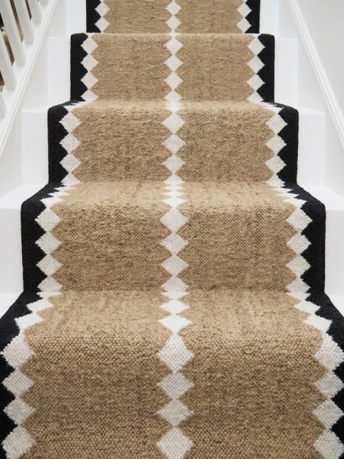 Handwoven Woolen Brown Runner Rug | Rugs by Evergreen Carpets