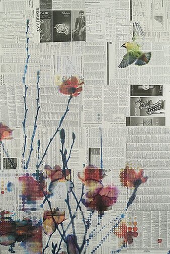 Magnolia and Bird 2 | Mixed Media by Phillip Hua