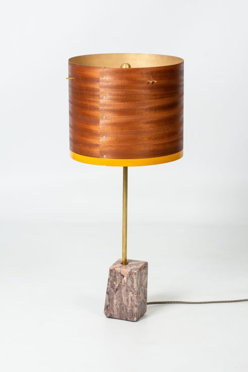 Rock Base and Sapele Shade Table Lamp | Lamps by Tapio