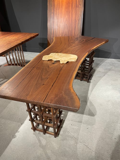 Channing Solid Slab Black Walnut Dining Table 34" x 84" | Tables by Holzsch