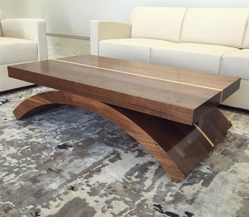 Solid Walnut Arch Lobby Table | Tables by Aspen Woodshop | Global Down Syndrome Foundation in Denver