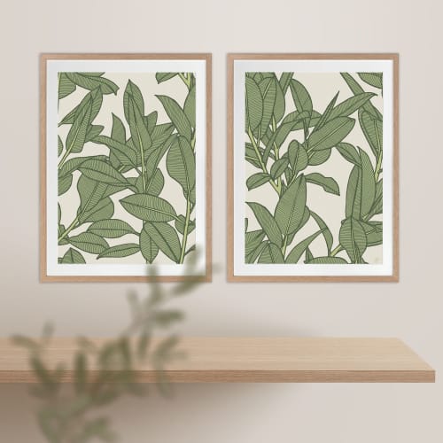 Rubbery Leaf Design - 1 & 2 - Oasis - Framed Art | Prints by Patricia Braune