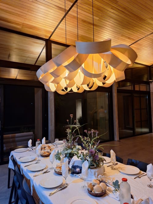 Handcrafted Architectural Wood Chandelier | Chandeliers by Traum - Wood Lighting