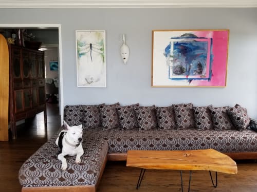 Dragonfly and White to pink- blue water | Paintings by Margot Waller Madgett | Private Residence - Bernice Dr, San Diego in San Diego