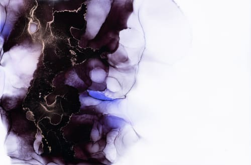'BLACK ORCHID IV' - Epoxy Resin Black and White Abstract | Oil And Acrylic Painting in Paintings by Christina Twomey Art + Design