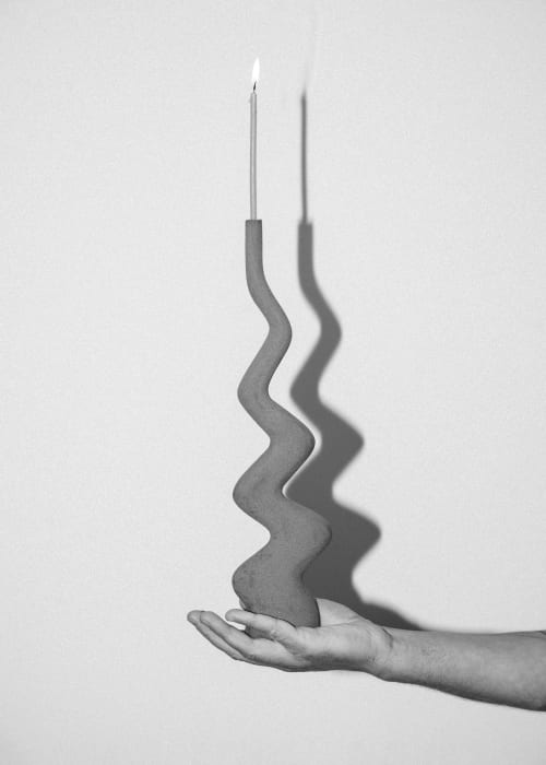 Fum - Tall Ceramic Candleholder for Ambient Lighting | Candle Holder in Decorative Objects by Catalin Filip
