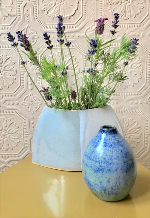 Bud vase and larger narrow stoneware vessel | Vases & Vessels by SAZi Studio