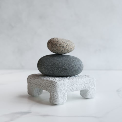 Small Square Shelf Riser in Textured Alpine White Concrete | Decorative Objects by Carolyn Powers Designs