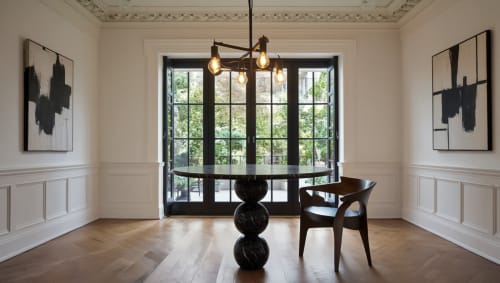 Cess Alexander Black Marble Round Dining Table | Tables by HamamDecor LLC