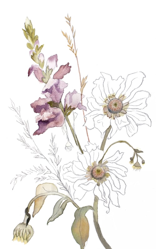 Floral No. 19 : Original Watercolor Painting | Paintings by Elizabeth Becker