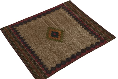 1980s Vintage Sofreh Kilim rug in Beige-Brown, Multi Hued | Rugs by Rug a