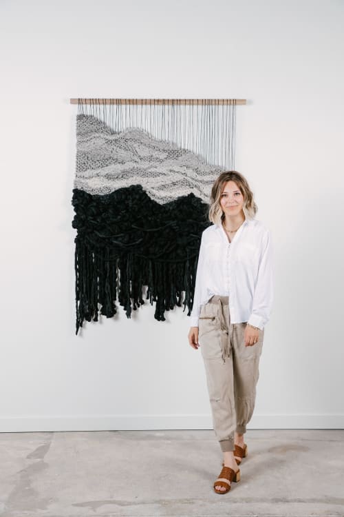 Textured Tapestry in Black "Gravity" | Macrame Wall Hanging in Wall Hangings by Rebecca Whitaker Art