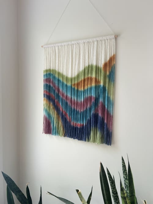 WANDERER TEAL Fiber Art Wall Hanging, Boho Multi Color | Macrame Wall Hanging in Wall Hangings by Wallflowers Hanging Art