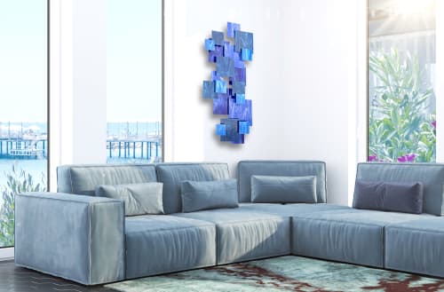 "Cascade" TTS Glass and Metal Wall Sculpture | Wall Hangings by Karo Studios
