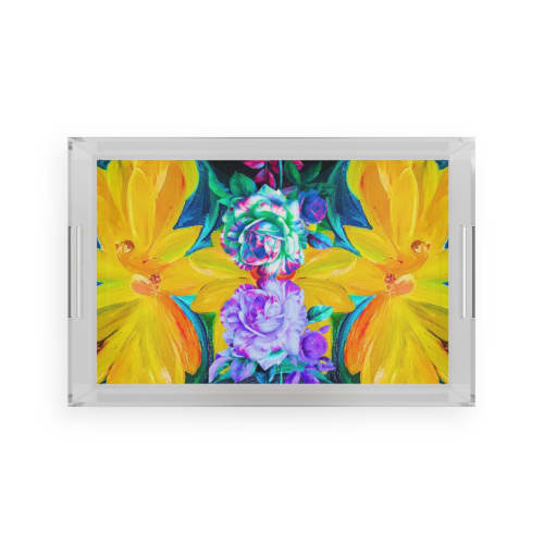 Vibrant Tropical Floral Acrylic Serving Tray | Serveware by Heirloom Wild by Candace Marquette