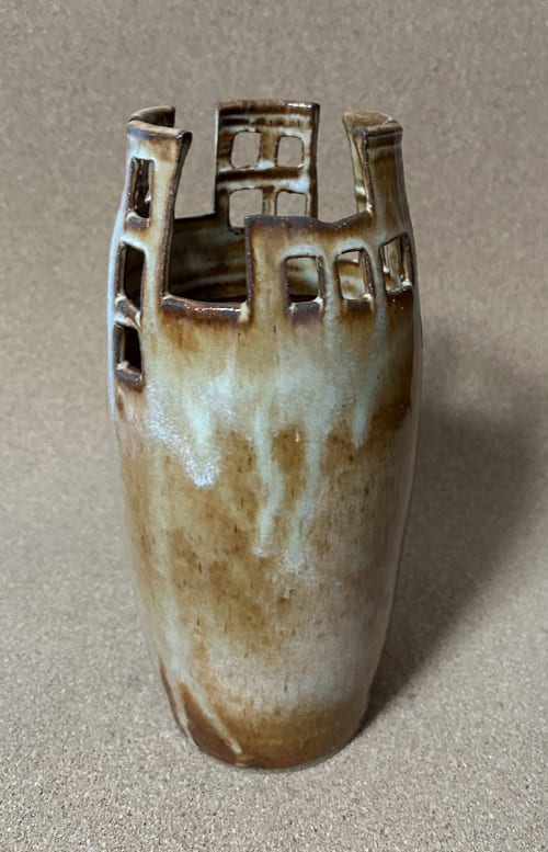 Burnt Orange Vase With Crenulated Rim | Vases & Vessels by Sheila Blunt