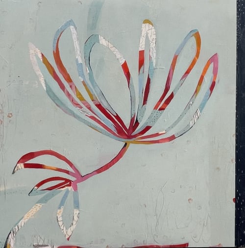 Flor Azul / Acrylic on canvas / 40"x40"x2.5" | Oil And Acrylic Painting in Paintings by Sidnea D'Amico
