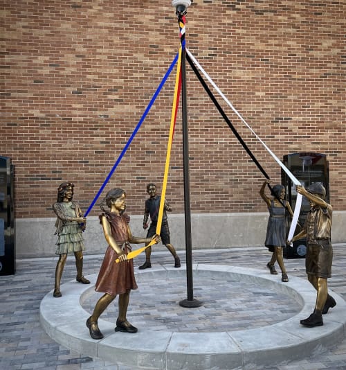 May Pole Dance | Public Sculptures by Sutton Betti | McPherson Community Building in McPherson