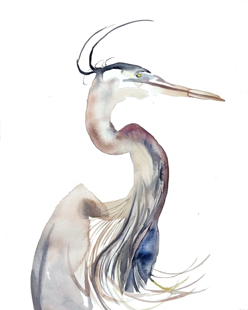Heron No. 16 : Original Watercolor Painting | Paintings by Elizabeth Becker