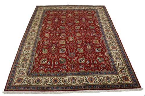 Semi Antique Red Traditional 10' x 13' Tabriz Persian Rug | Rugs by Magic Rugs