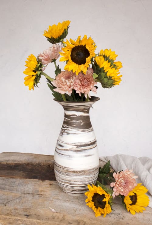 Large Flared Vase with Bronze Accent | Vases & Vessels by Twinette Poterie