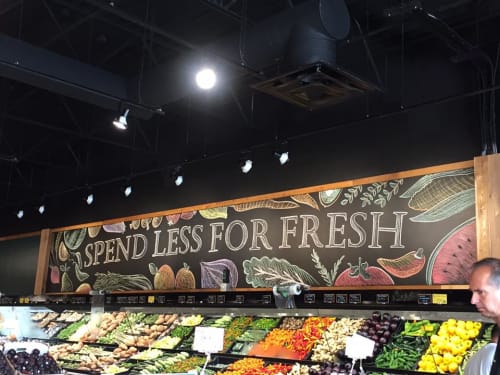 Large Chalkboard Mural, For Grocery Store | Art & Wall Decor by Artist - Rozzie Lee | H & W Produce Calgary in Calgary